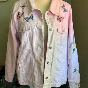Vintage Quaker Factory Buttefly / Floral Jean Jacket